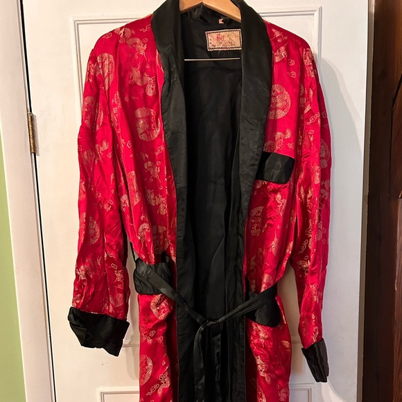 Vintage Mens Smoking Robe 1960s(?) Asian Brocade Robe, dragon Lounging Robe 🐉 - Picture 1 of 4